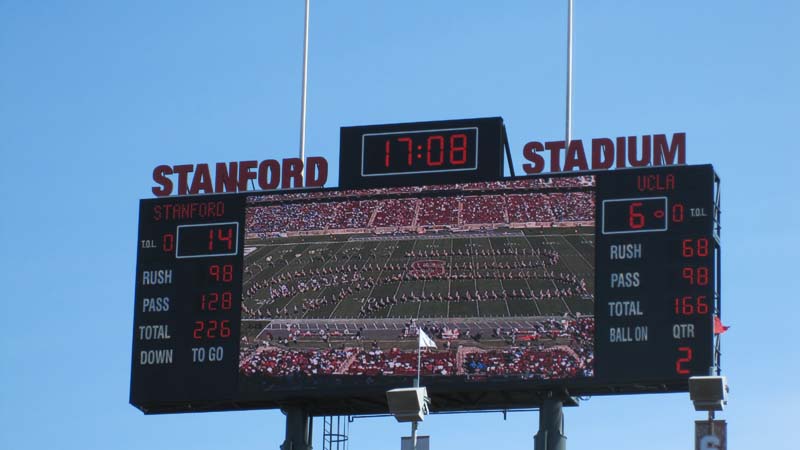 Halftime scoreboard, Stanford game, October 3, 2009