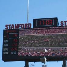 Halftime scoreboard, Stanford game, October 3, 2009