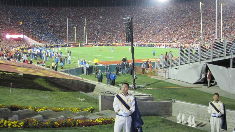 Drum Majors in Coliseum, USC game, November 28, 2009