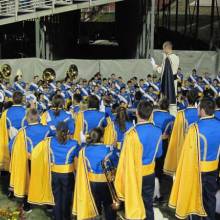 Drum Major Kent Heberer conducts Band, USC game, November 28, 2009