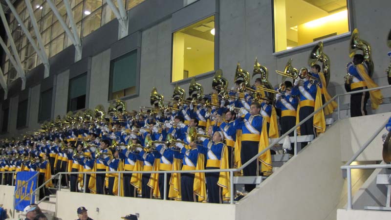 Band at rally in John C. Argue Swim Stadium, USC game, November 28, 2009