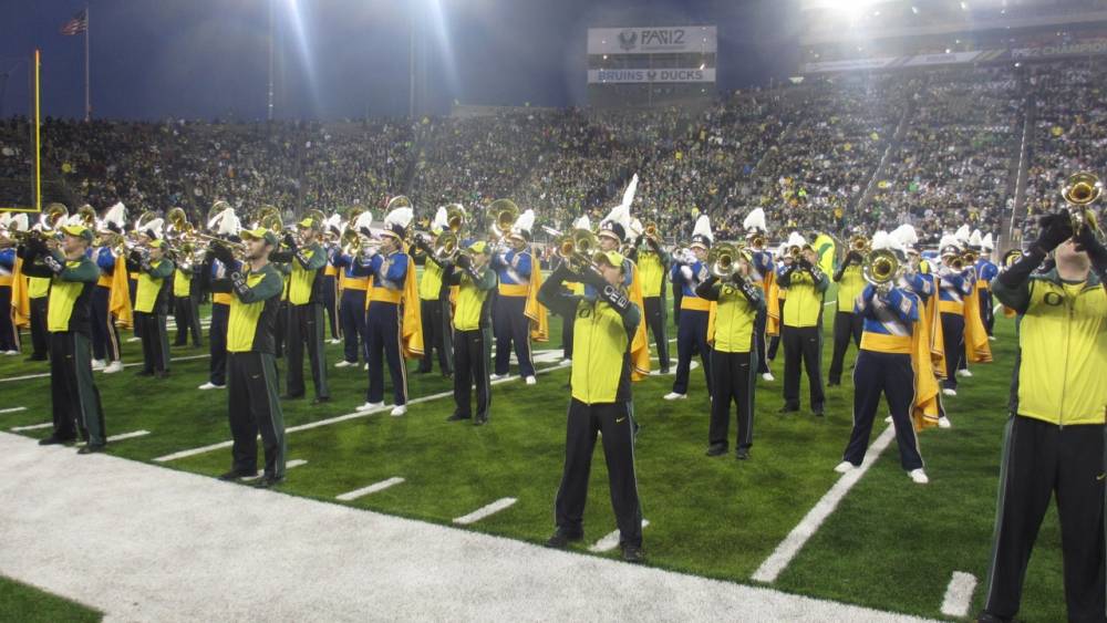 Performing with the Oregon Marching Band, Pac-12 Championship, December 2, 2011