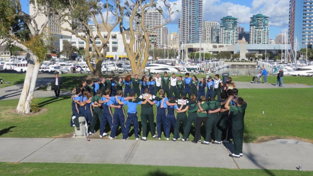 UCLA Band and Baylor Band circle, Holiday Bowl, December 27, 2012