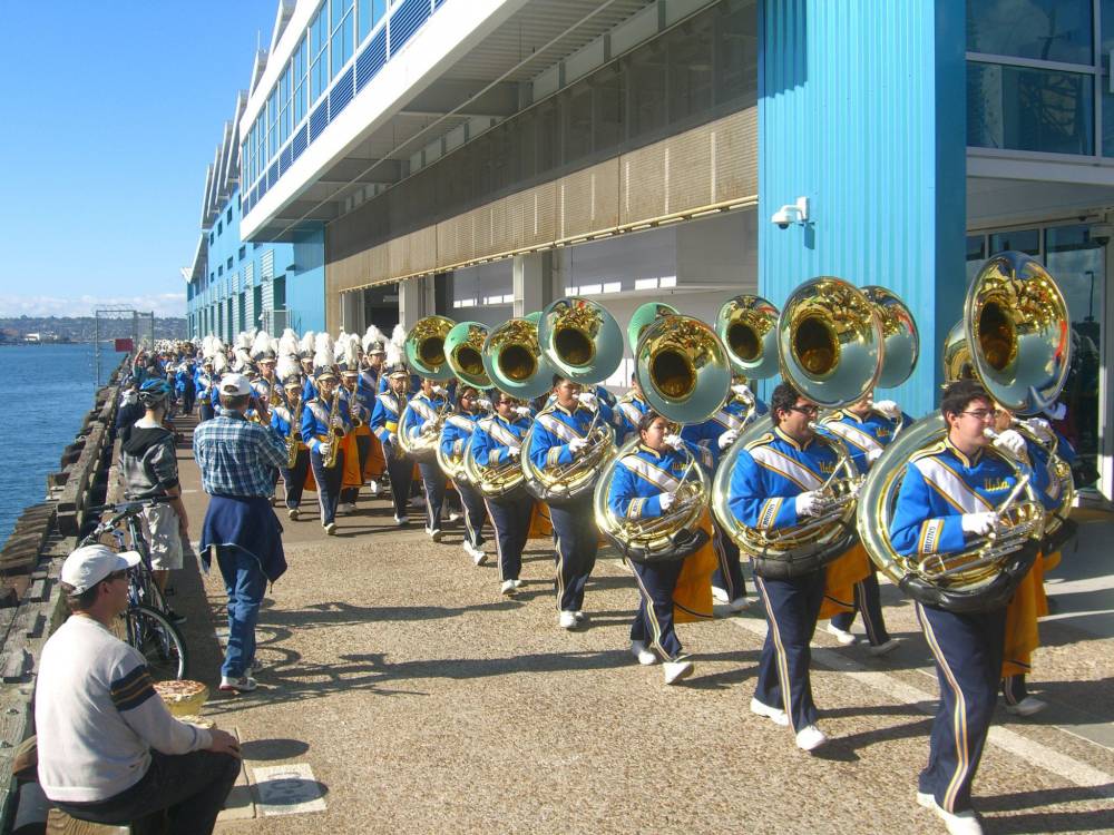 Sousaphones marching from Parade