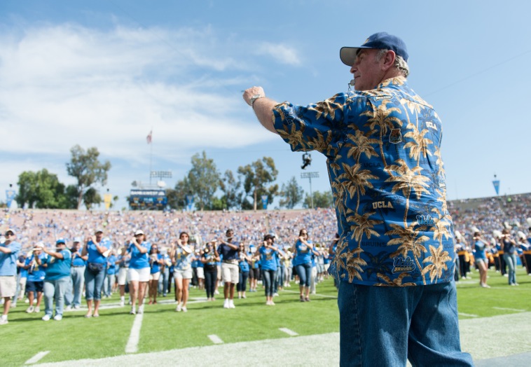 Drum Major Kim Strutt conducts, Band Alumni Reunion, Utah game, October 13, 2012