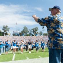 Drum Major Kim Strutt conducts, Band Alumni Reunion, Utah game, October 13, 2012