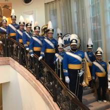 Getting ready to march down the staircase