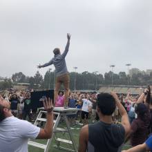 Marching Clinician Charlie Hall leads the 8 Clap