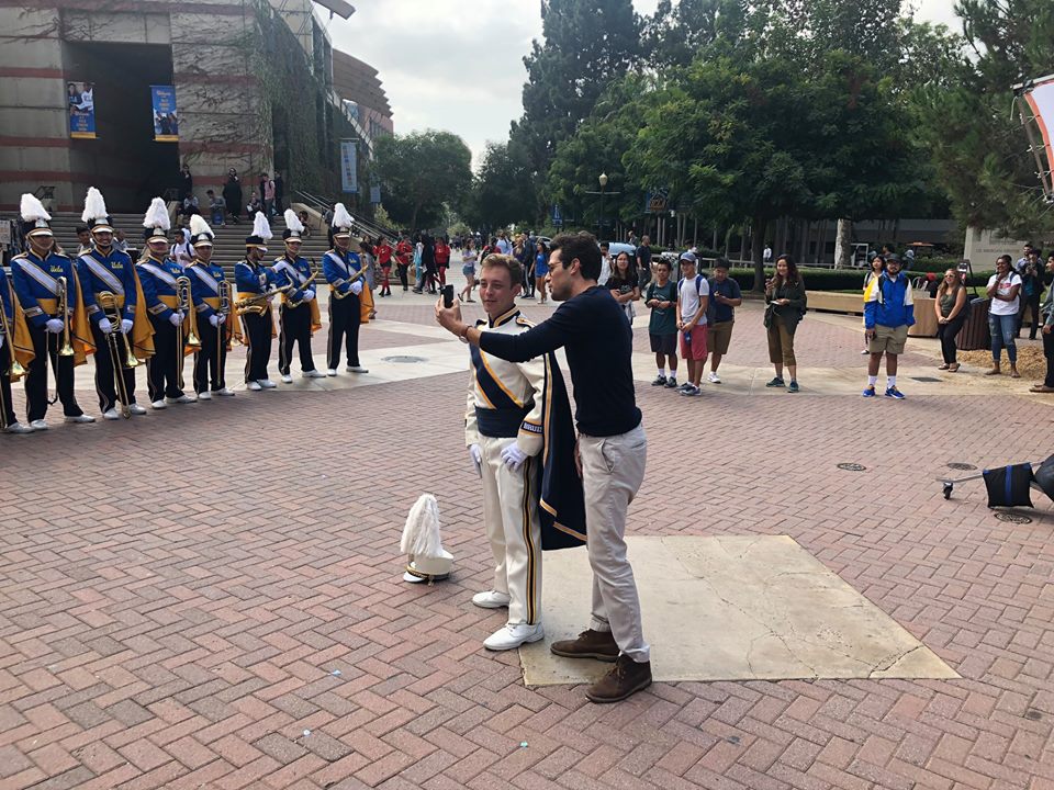 MSNBC reporter Jacob Soboroff with Drum Major James Eichenbaum