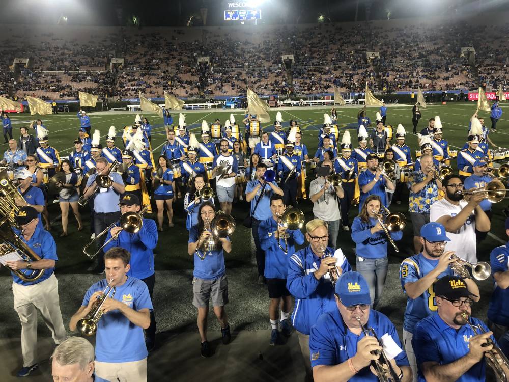 Marching off the field at the end of halftime