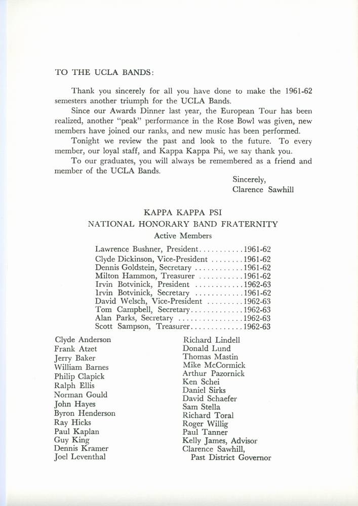 1962 522 Band Awards Banquet Program p.5-6a