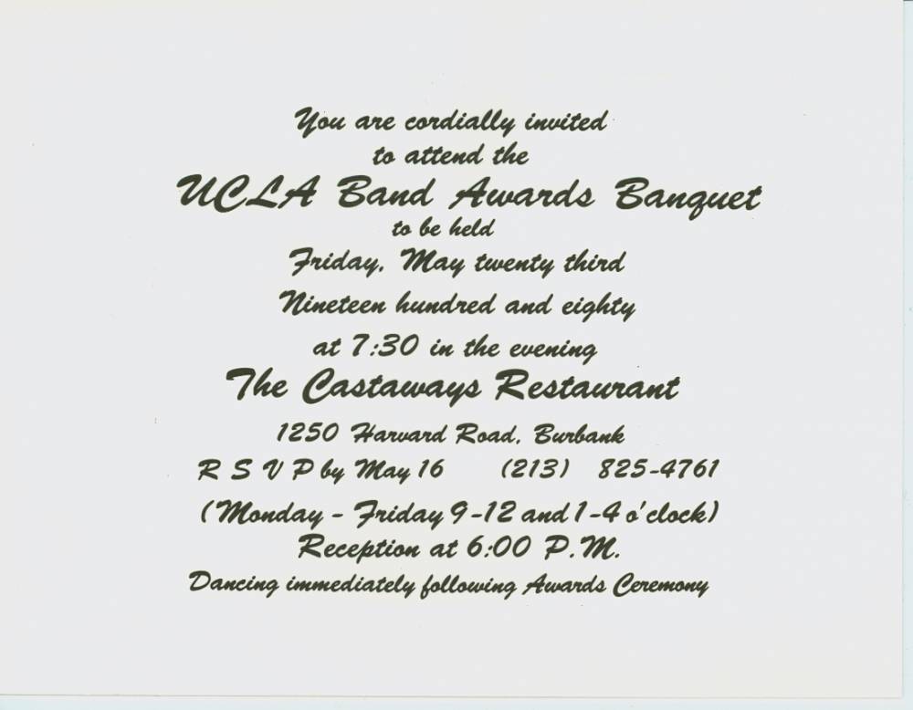 1980 Band Award Banquet Invite