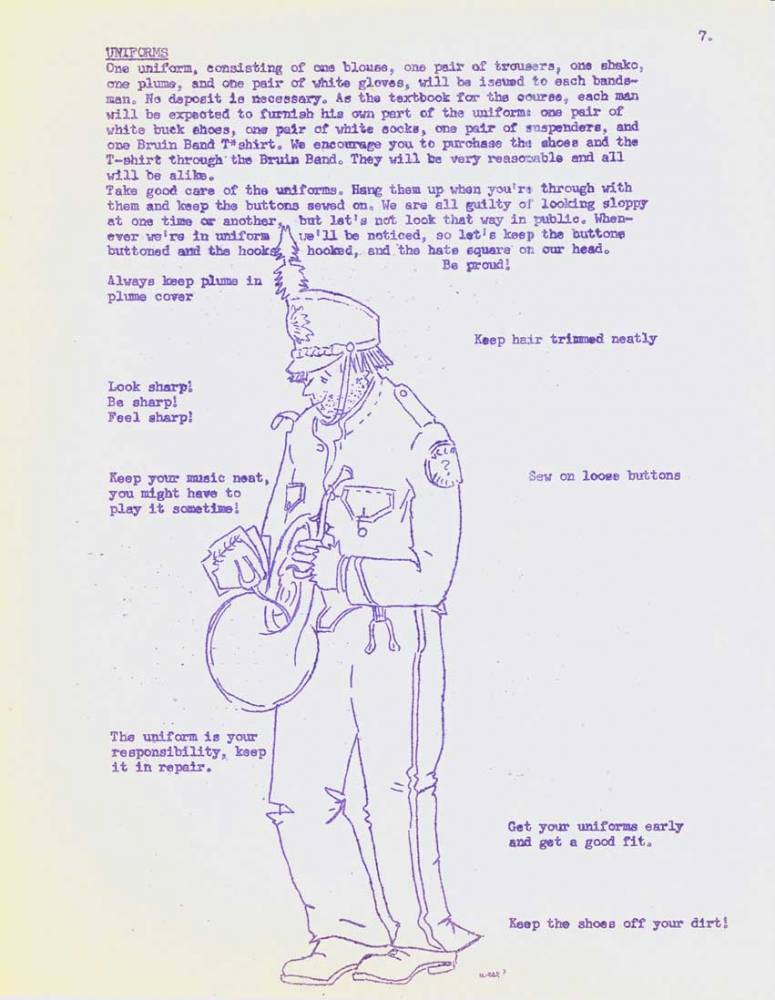 Uniform drawing, 1955 Band Manual