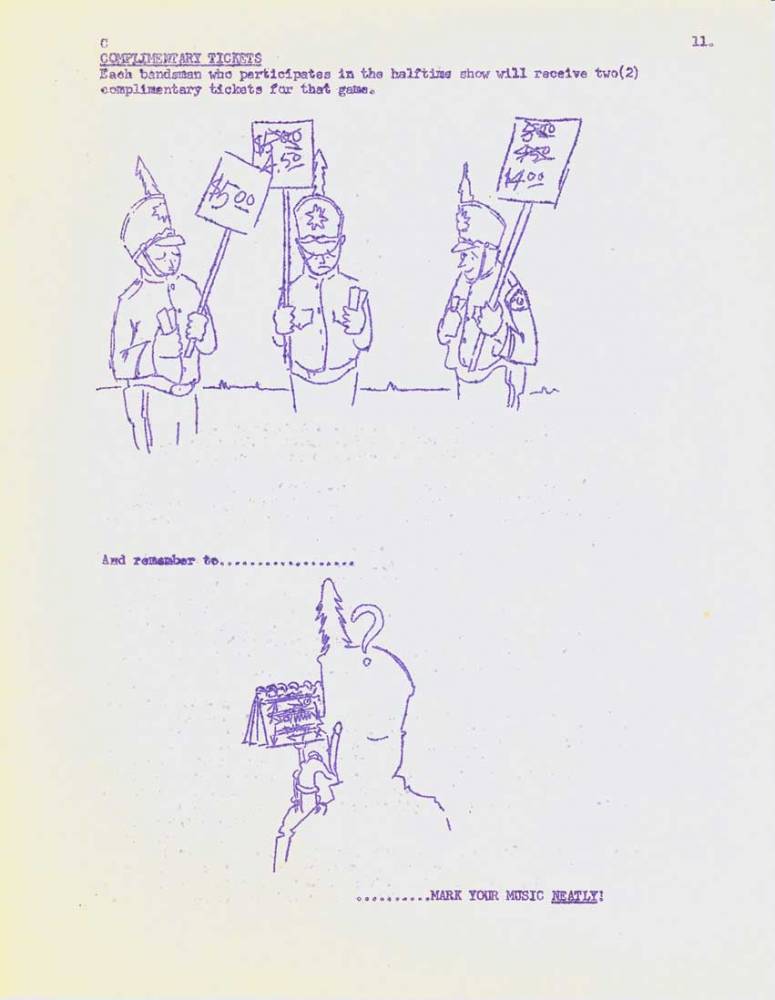 Tickets & Music cartoons, 1955 Band Manual