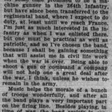 November 19, 1917, letter from former student enlisted in Infantry military band