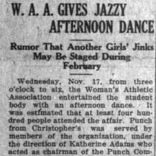 Jazz Band at WAA dance. November 19, 1920