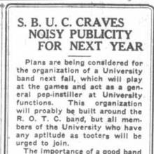 Organization of University Band planned. June 3, 1921 