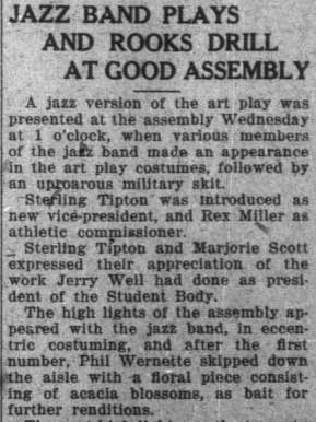 Members of Jazz Band in skit, February 11, 1921