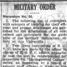 Military Order mentions Band Practice room (2. Institutional) and band leader (c. Administration). October 21, 1921 