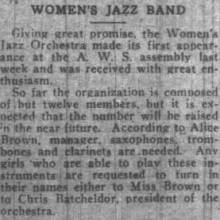 Women's Jazz Band, November 17, 1922 