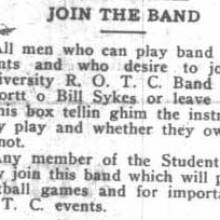Join the ROTC Band - September 29, 1922 