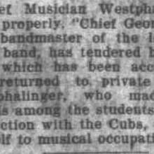 Westphalinger announces retirement, April 28, 1922 