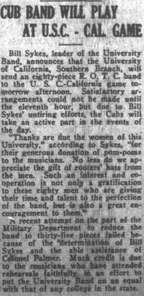 Pep Band at USC vs. Cal game, October 27, 1922