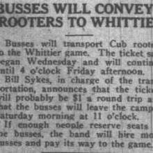 Buses for transportation to Whittier game, November 3, 1922