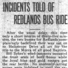 "The band refused to play because they were under orders to save their higher octaves." Bus ride to Redlands game, October 17, 1922.