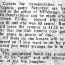 "Amputated Band"? Prior to Pomona game, November 17, 1922