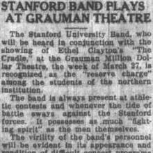 Stanford Band at Grauman Theater, March 24, 1922