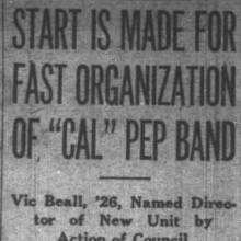 Vic Beall, director of newly formed Pep Band, September 18, 1923 