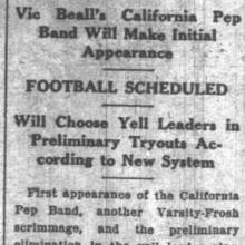 Pep Band's initial appearance, October 2, 1923 