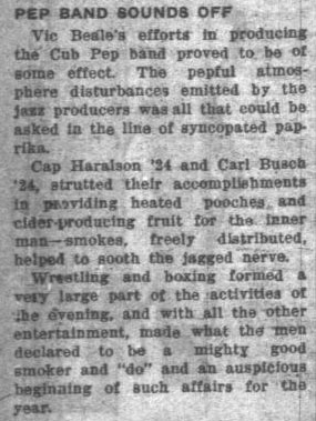 Pep Band at men's event, October 12, 1923 