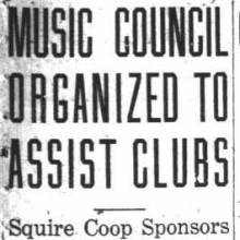 Music Council organized to assist clubs, Herman Allington '27 Band representative. October 14, 1925 
