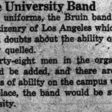 Band feature after Occidental game, October 25, 1926