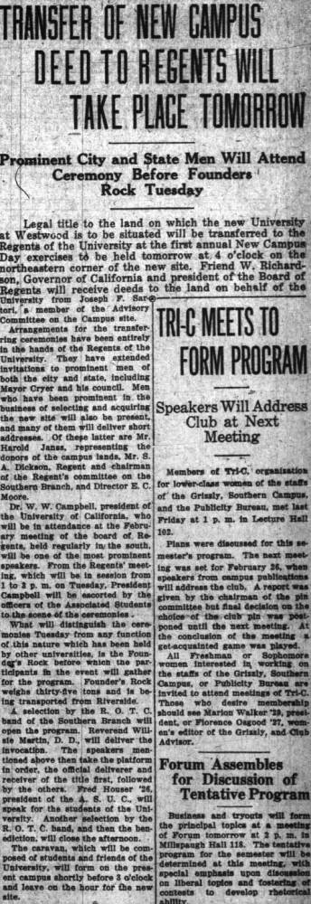 ROTC Band at Founder's Ceremony. February 15, 1926