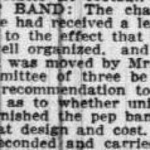 Student Council minutes - Recommendation for Band uniform committee. September 27,1926