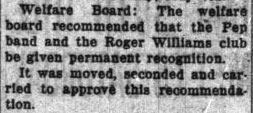 Student council minutes - Welfare Board gives Pep Band permanent recognition. May 1, 1926 