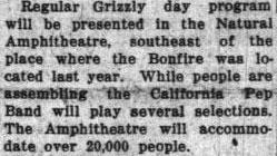 Grizzly Day schedule, May 21, 1926 