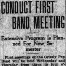 First meeting of Grizzly Pep Band, September 14, 1926