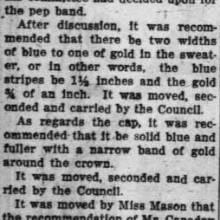 Student Council modifies band uniforms design, October 14, 1926 