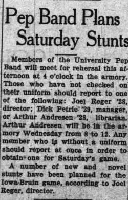 Pep Band rehearsal, November 23, 1926