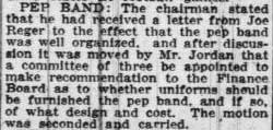 Student Council minutes - Recommendation for Band uniform committee. September 27,1926