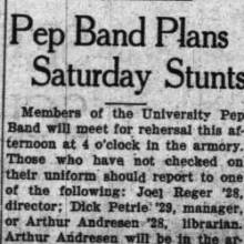 Pep Band rehearsal, November 23, 1926