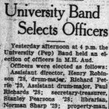 Band selects officers, February 9, 1927