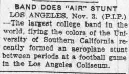 USC Band Airplane Stunt - "Largest Band in the World," November 3, 1927 