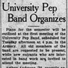 Pep Band organizes, February 5, 1927