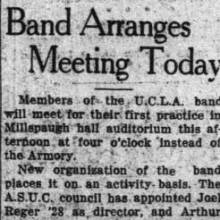 Band arranges meeting, February 8, 1927