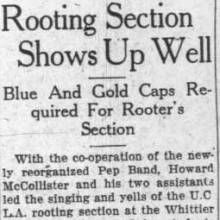Pep Band Marches around field at Whittier game, October 10, 1927